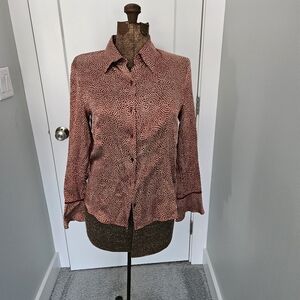 Stylish Red and White Button-Up Blouse